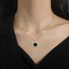 Round Agate Temperament Personality Minimalist Furnace Real Gold Necklace Female Collarbone Chain