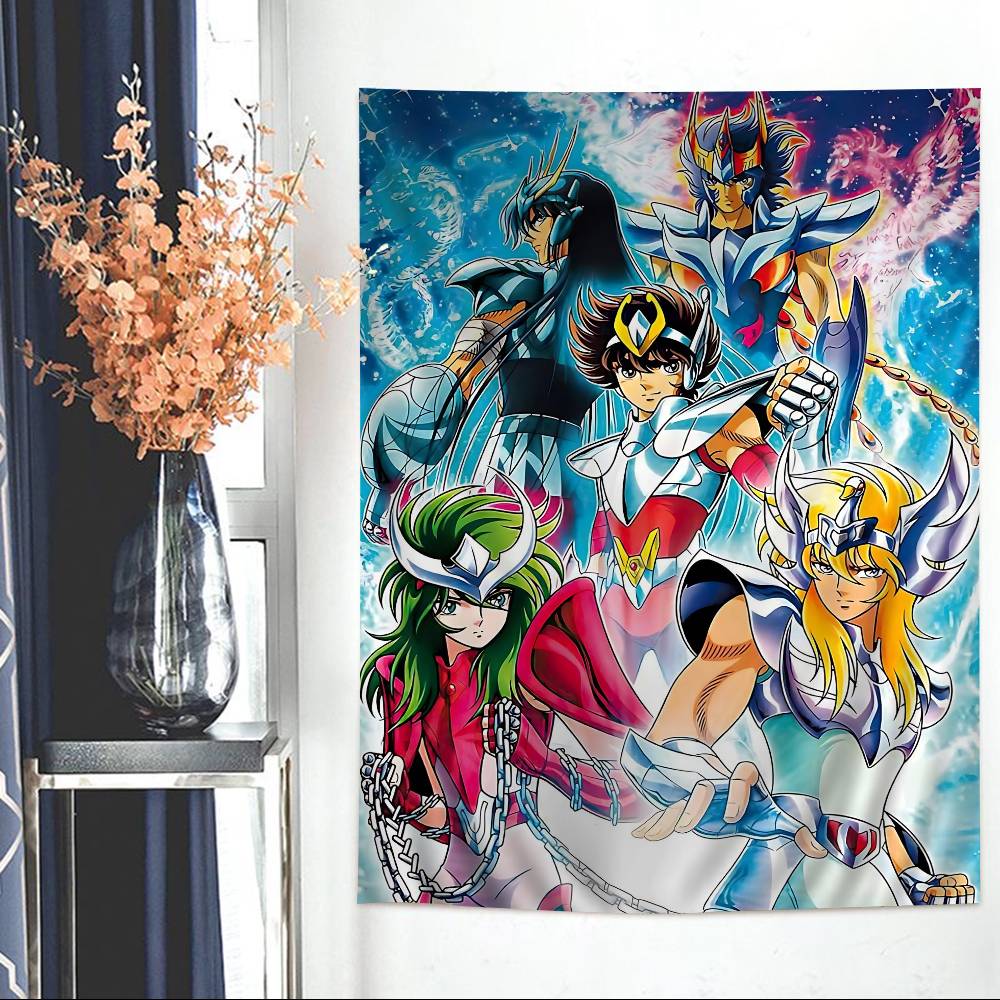 Japanese Hot Anime SSaint Seiya Cartoon Tapestry Art Science Fiction Room Home Decor Wall Hanging Sheets