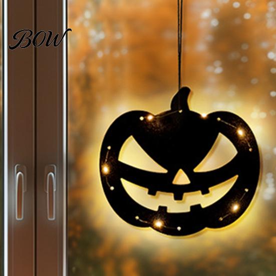 Outdoor Halloween Accessories Pumpkin Hanging Decor, Non-Woven Ghost Ornament with Light String, Spooky Holiday Decorations Door Wall Decor for