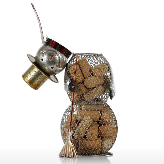 Christmas Snowman Wine Cork Holder Metal Cartoon Snowman Wine Stopper