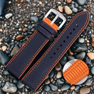 Universelles Nylon-texturiertes Gummi-Uhrenarmband, 20/22 mm Wasserdicht Schweißfestes Armband, Atmungsaktiv mit Dornschließe für Herren.