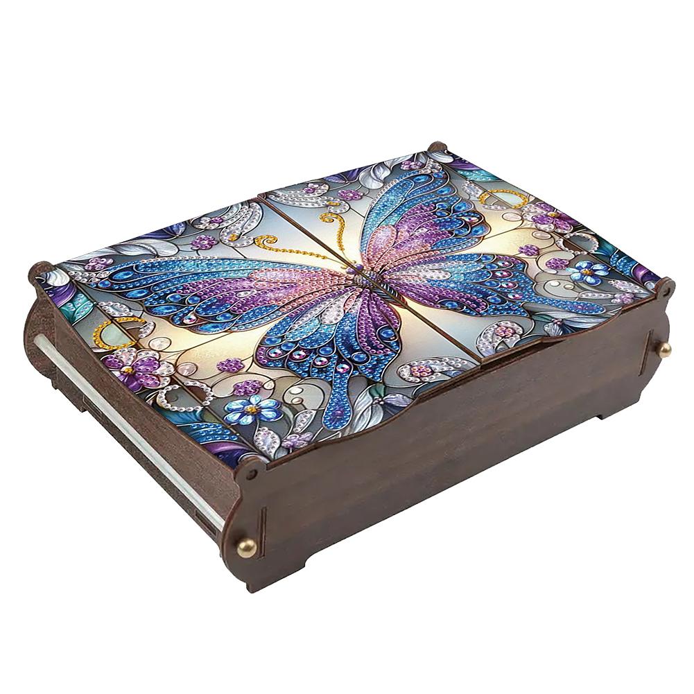 5D DIY Diamond Art Handmade Storage Box Partial Drill Colored Pattern Wood Case Crystal Mosaic Storage Container for Home Decor