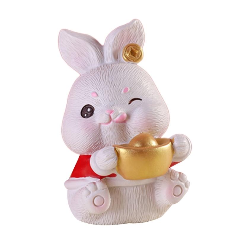 

Миниатюрная фигурка кролика, кролик года 2024, смоляное милое украшение в виде животного для украшения дома, спальни, гостиной