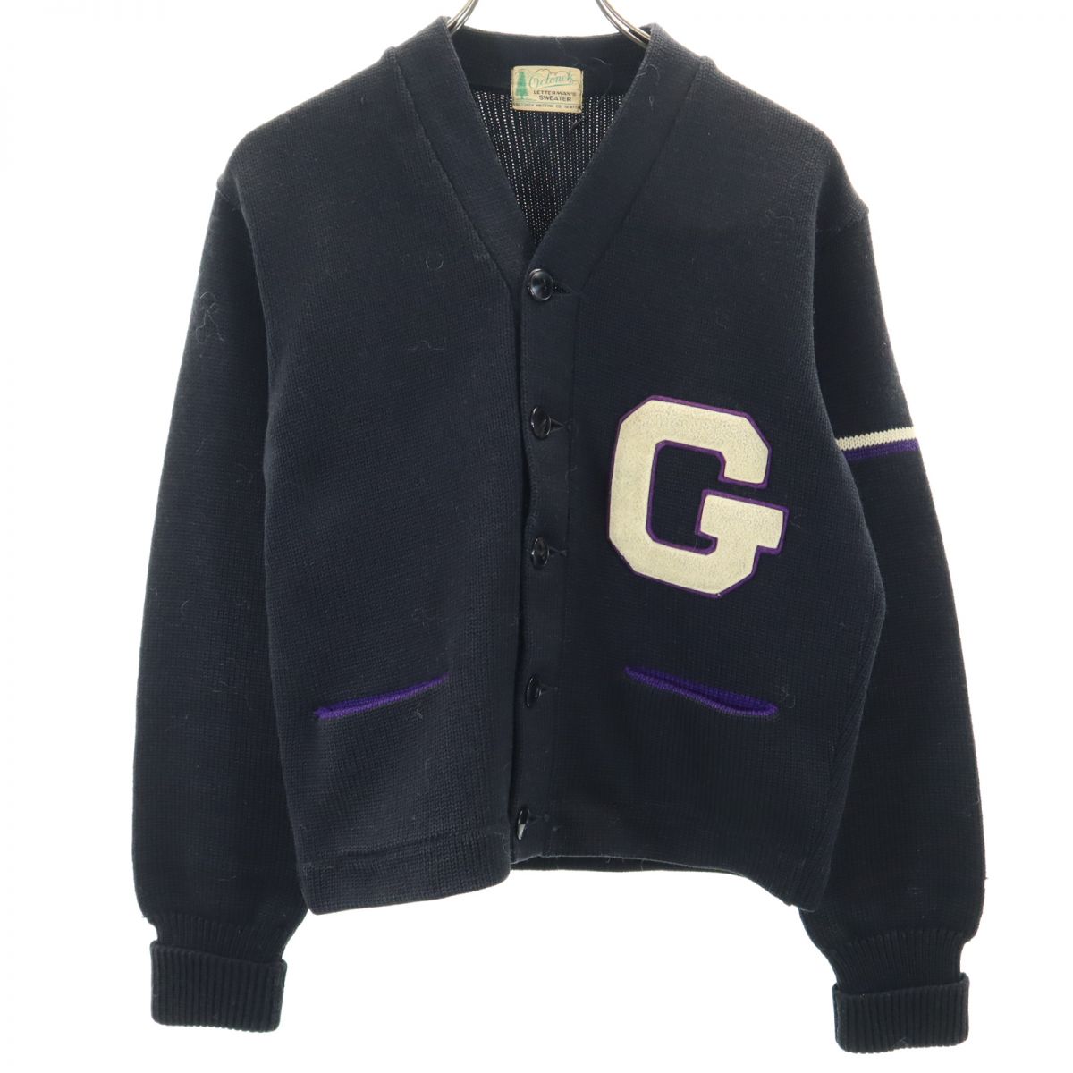 

OCTONEK Кардиган 70-х годов винтажный с надписями, трикотажный кардиган с длинным рукавом, черный, мужской, б/у