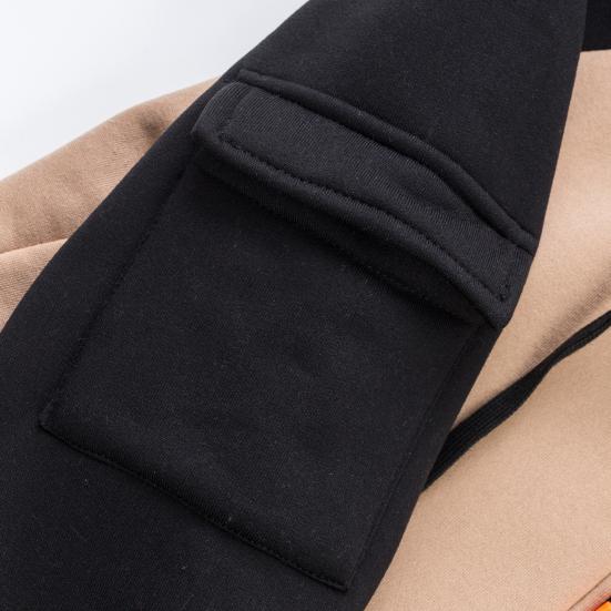Men Hooded Jacket Autumn Winter Zip-up Hoodie Multi-Pocket Fleece Lined Sweatshirt Jacket for Daily