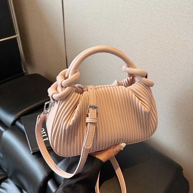 Versatile Striped Pleated Handbag - Women's 2025 Fashion Small Square Shoulder Bag
