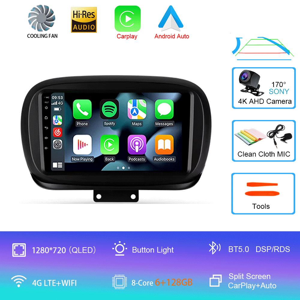 Car Radio Android 14 Carplay Auto for Fiat 500X 2014-2020 Multimedia Video Player Navigation GPS Stereo WIFI+4G 2 Din 2din DVD