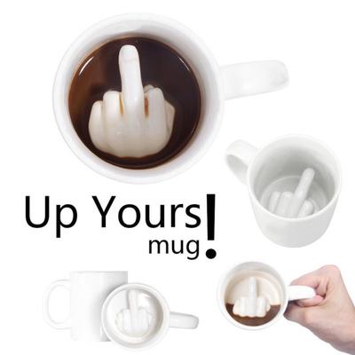 Neuheit Home Office Mittelfinger Innen Keramik Kaffeetasse Milch Saft Teetasse
