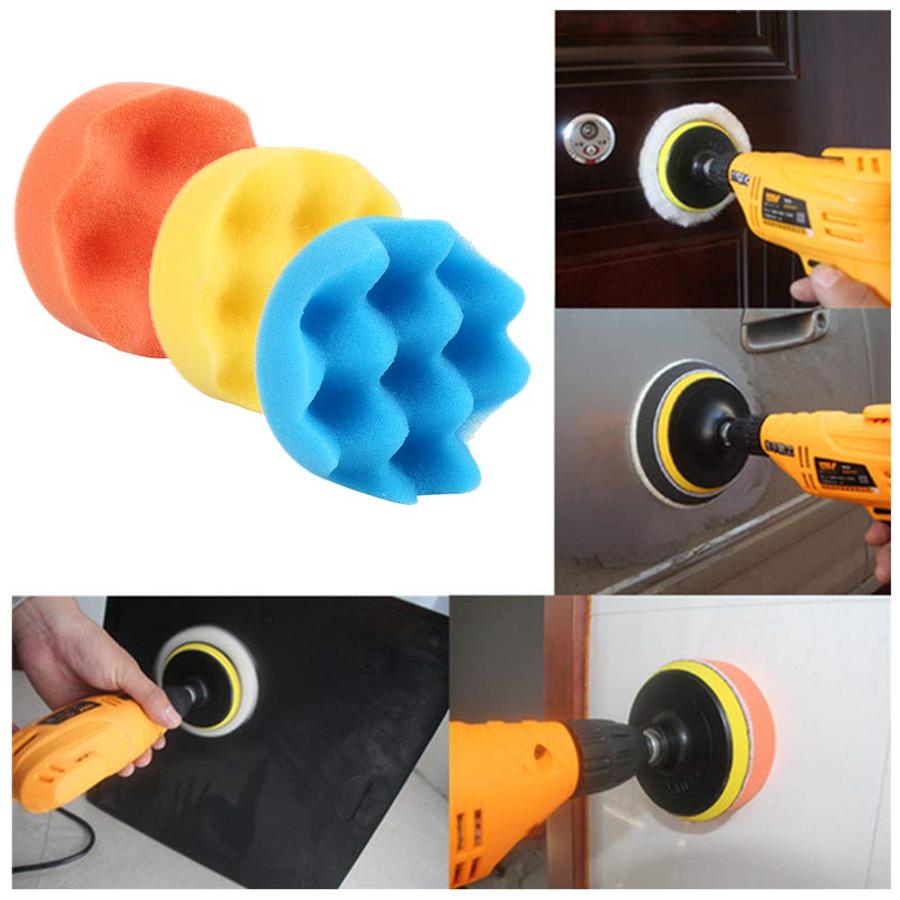 31Pcs Sponge Polishing Waxing Buffing Pad Kit Compound Auto Car W/ Drill Adapter