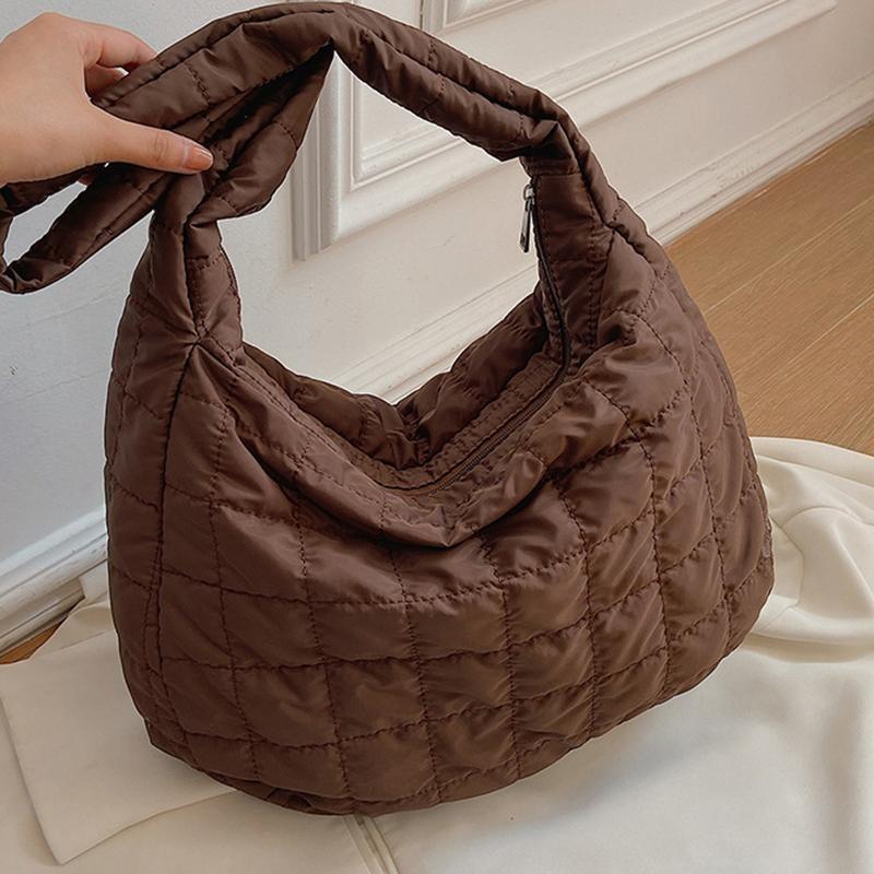 Winter Space Cotton Shoulder Bag Female Large Capacity Dumpling Bag Fashion Padded Crossbody Bag Luxury Lady Down Tote