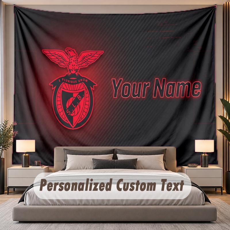 Tapisserie Murale Personnalisée avec Nom et Texte Benfica FC en Polyester pour Chambre à Coucher et Pièce