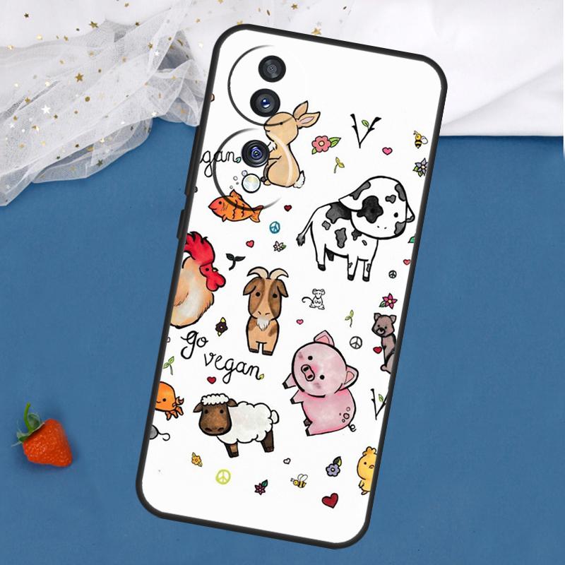 Love Vegan Animal Case For Honor Magic 7 5 6 Lite 8 Pro 200 400 50 70 90 X8c X8b X9a X9b X9c X9d Win RT Cover