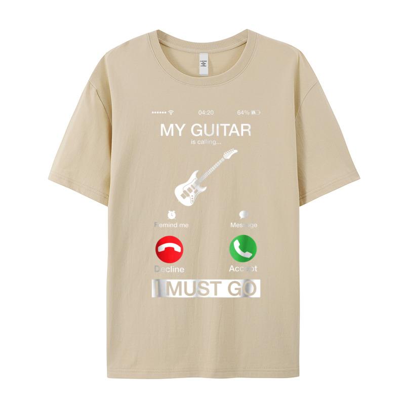 Tops Tees My Guitar Is Calling And Mother Day Newest Party Short Sleeve Combed Cotton O Neck Unisexs T Shirt Party T Shirts