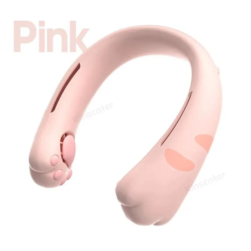 Cute Neck Fan 2400mAh Portable Ventilator Bladeless Cooling Mute Fan USB Rechargeable Wearable Neckband Fan for Outdoor