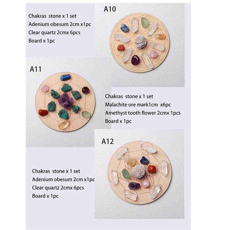 Chips Chakra Wood Plate Gravel Seven Star Array Home decor Gift Healing Stone Natural Crystal Decoration Mixed seven Chakra