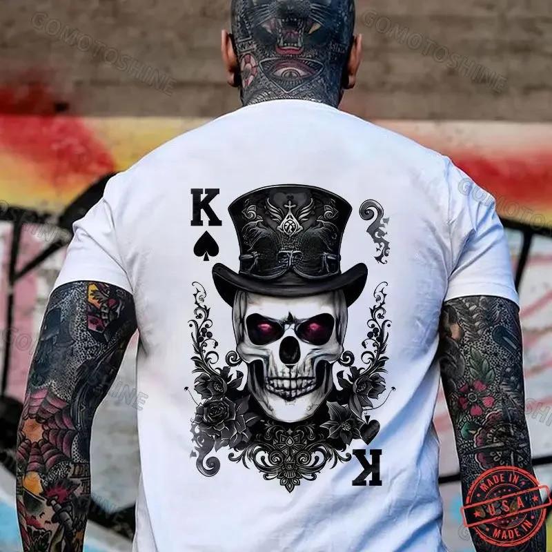 POKER K Spades Skull Print Men s Unisex T-Shirt S