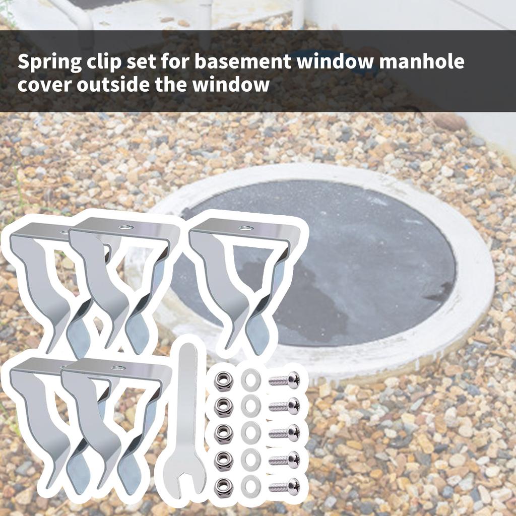 5Pcs Window Well Cover Spring Clips Egress Cover Spring Clips With Screws Window Well Cover Install Retaining Clips