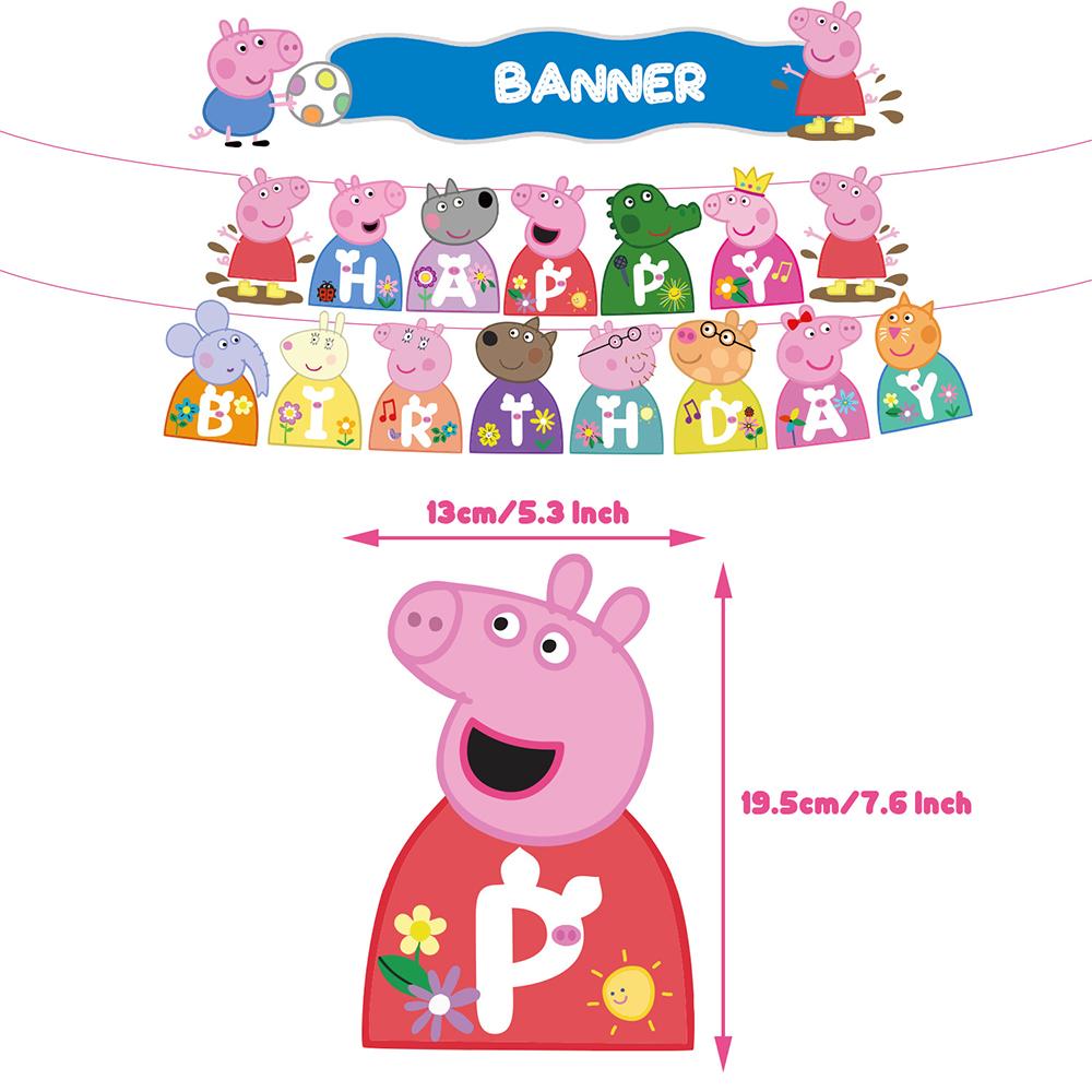 30pcs Peppa Pig Birthday Party Supplies Include Banner Cake Topper Balloon