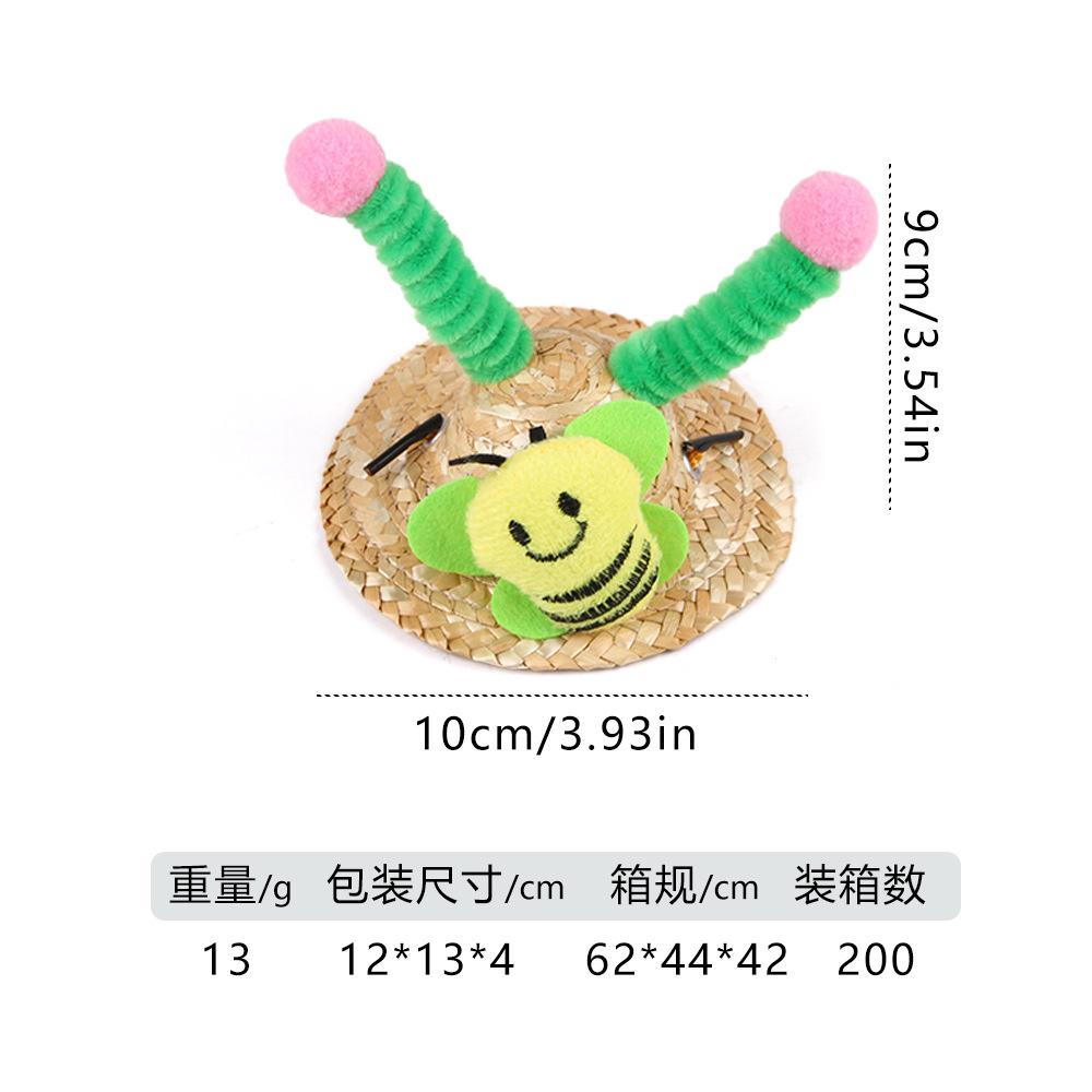 

New pet straw hat dress up guinea pig hamster adjustable funny decorative hat personalized chinchilla sunshade straw hat B45305_bee hat