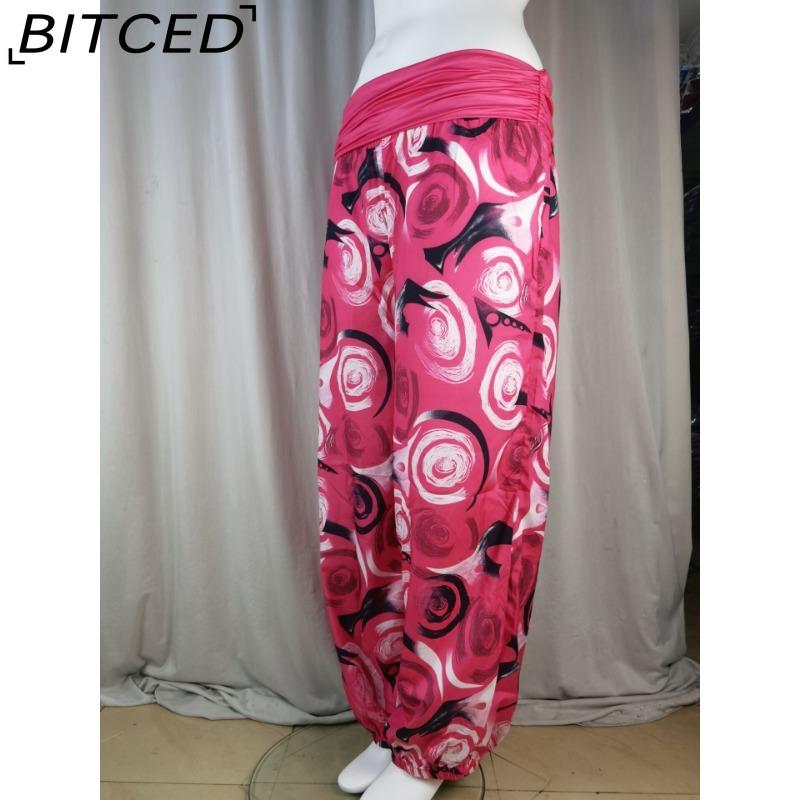 BITCED 15 Color Women Casual Elastic Waist Plus Size Print Long Trousers Straight Loose Long Pants Haren