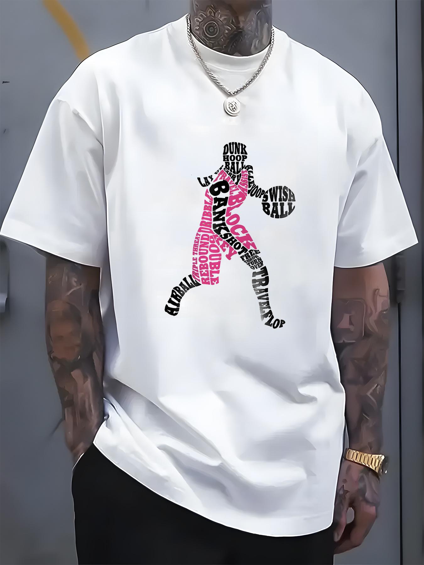 

Мужская футболка из роскошного хлопка с коротким рукавом с графическим принтом «Баскетбол» Летняя уличная мода унисекс для мужчин и женщин 4XL