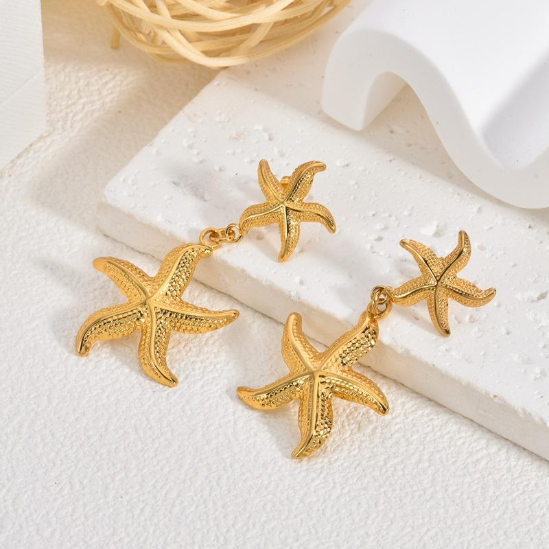 Starfish Stainless Steel Earrings Light Luxury High Sense Retro Simple Jellyfish Exaggerated Earrings Women