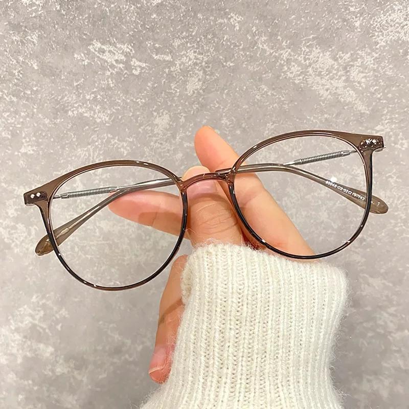 Vintage Round Finished Myopia Glasses Fashion Clear Lens Transparent Eyewear Men Women Luxury Design Near Sight Eyelasses