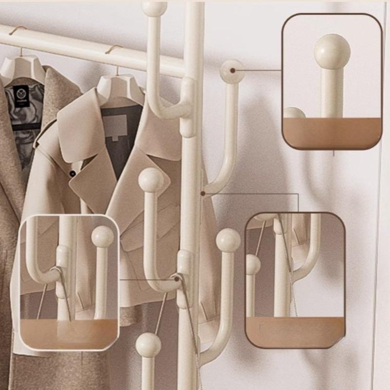 Floor Clothes Racks Metal Storage Coat Stand Modern Movable Shoes Coat Rack Multifunctional Interior Dress Hanger with Wheels