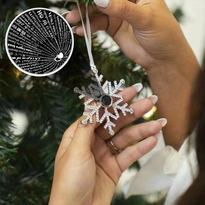Snowflake Christmas Ornaments with Personalized Photo Projection Elegant Hanging Pendant Fun Holiday Christmas Tree Decorations