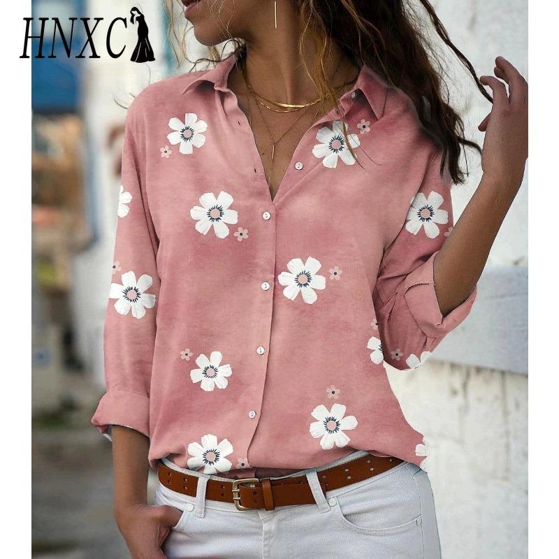 HNXC 38 Color Women's Fashion Casual Long Sleeve POLO Neck Blouses & Shirts