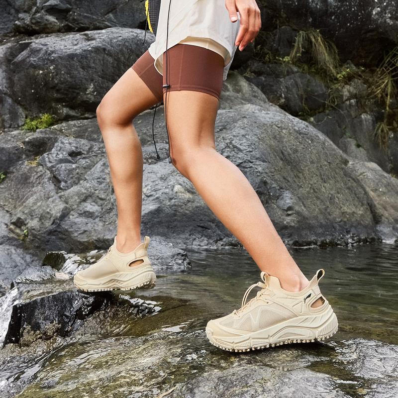 LiNing Yijie Lite Outdoor Bequem Mode Rutschfest Atmungsaktiv Abriebfest Bachschuhe Damenschuhe Beige AHLV014-2