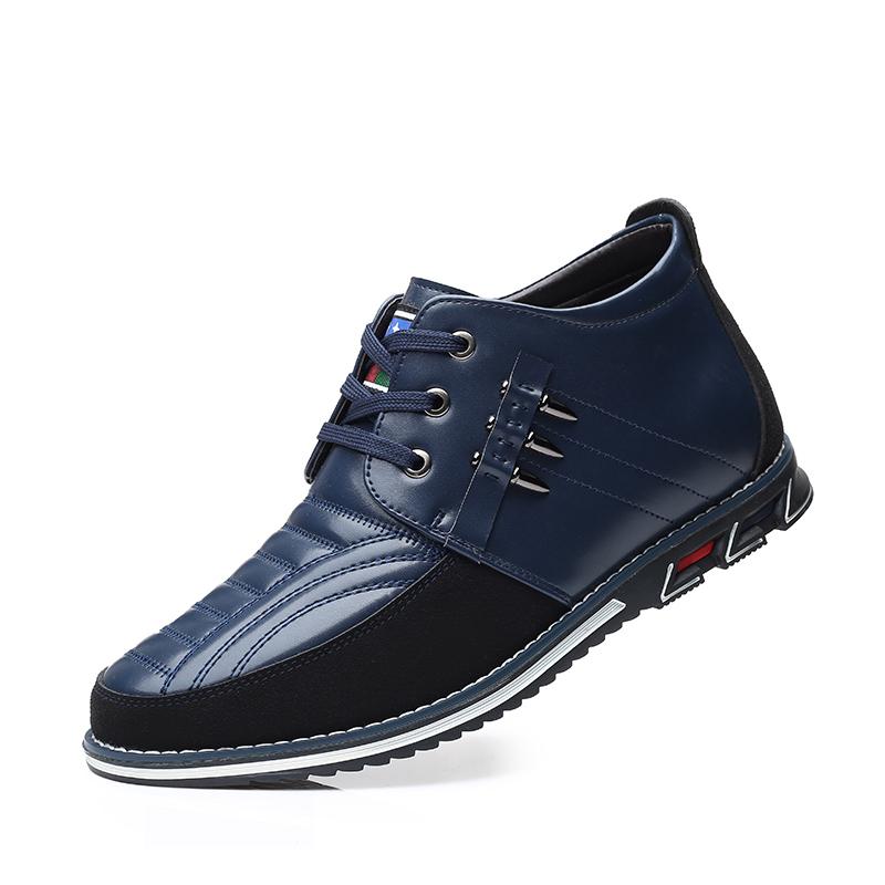 

Мужские ботильоны из микрофибры, кожаные, на заклепках, на шнуровке, деловые, модные, мужские, классические, качественные, осенние, мужские ботинки 13.5 синий