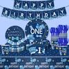 Boy Blue First Birthday Party Tableware Disposable Paper Plates Paper Cups Paper Towels Party Supplies Set