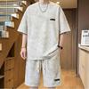 Plus Size 4XL-10XL Summer Casual Set 2 Piece Man Short Sleeve T-shirts Oversize Shorts Sets