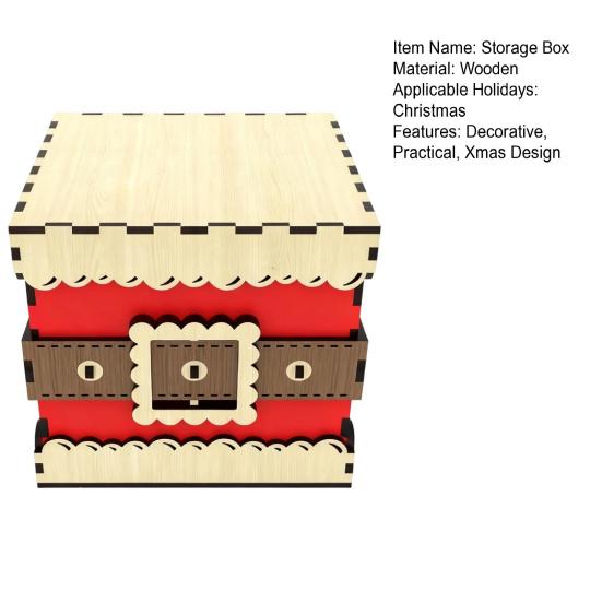 Christmas Gift Box Wooden Storage Box with Lid Xmas Design Present Box for Festive