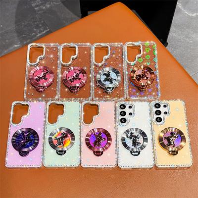 Applicable To Samsung S26ultra Pony Rotating Gyro Bracket Case A07 Glitter Diamond-encrusted S25FE Mobile Phone Case A56