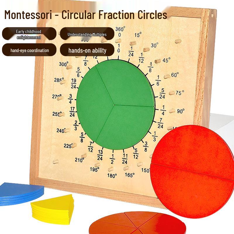 Montessori Math Fraction Puzzle Board for Early Education Kids