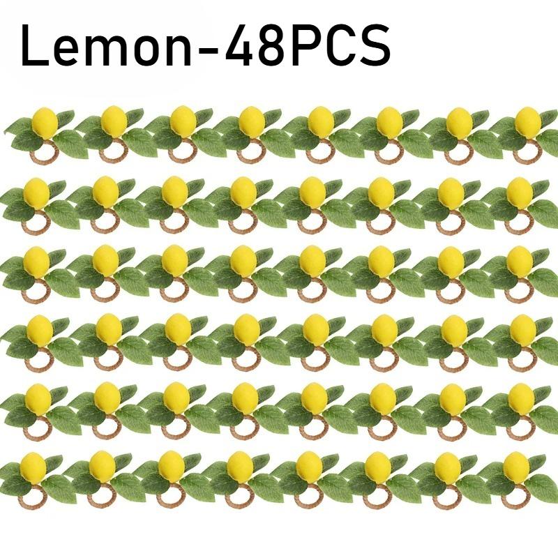 1-48PCS Lemon Napkin Ring Real Touch Plant Leaf Fruit Design Holder for Easter Wedding Party Dining Table Decoration Accessories