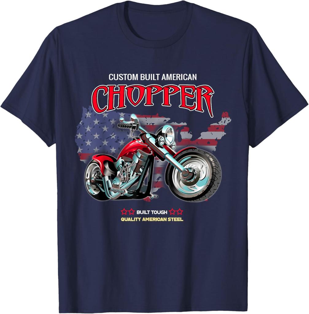 American Motorcycle USA Steel Custom Chopper TShirt 100 Cotton ONeck Short Sleeve Summer Casual Mens Tshirt Streetwear
