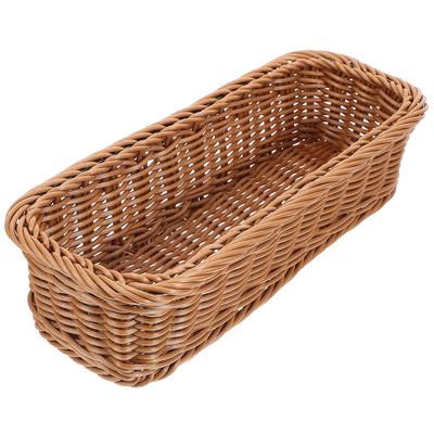Naturfarbener Rechteckiger Kunststoff Rattan Gewebter Besteckorganisator Geschirrbox Für Essstäbchen Gabeln Löffel Utensilien Leichtgewicht