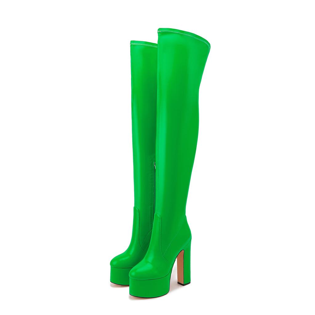 Elastic Women's Over the High Knee Boots Platform Sexy Winter Thigh High Boot Pink Black Green Red Long Party Shoes Ladies