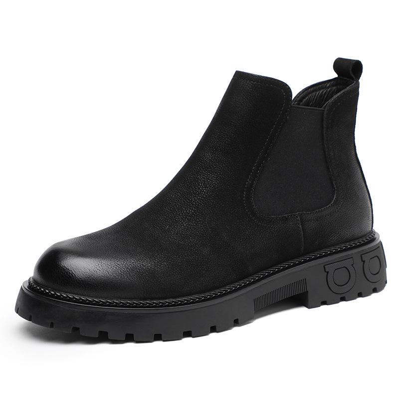 Fashion Men Luxury Fashion Chelsea Boots Black Trendy Original Leather Shoes Cowboy Spring Autumn Boot Handsome Platform Ankle Botas Man
