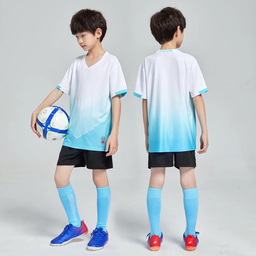 Kids Football Uniform Set Men Printed Training Uniform Sportswear Summer Short Sleeve Jersey kids 4xs code