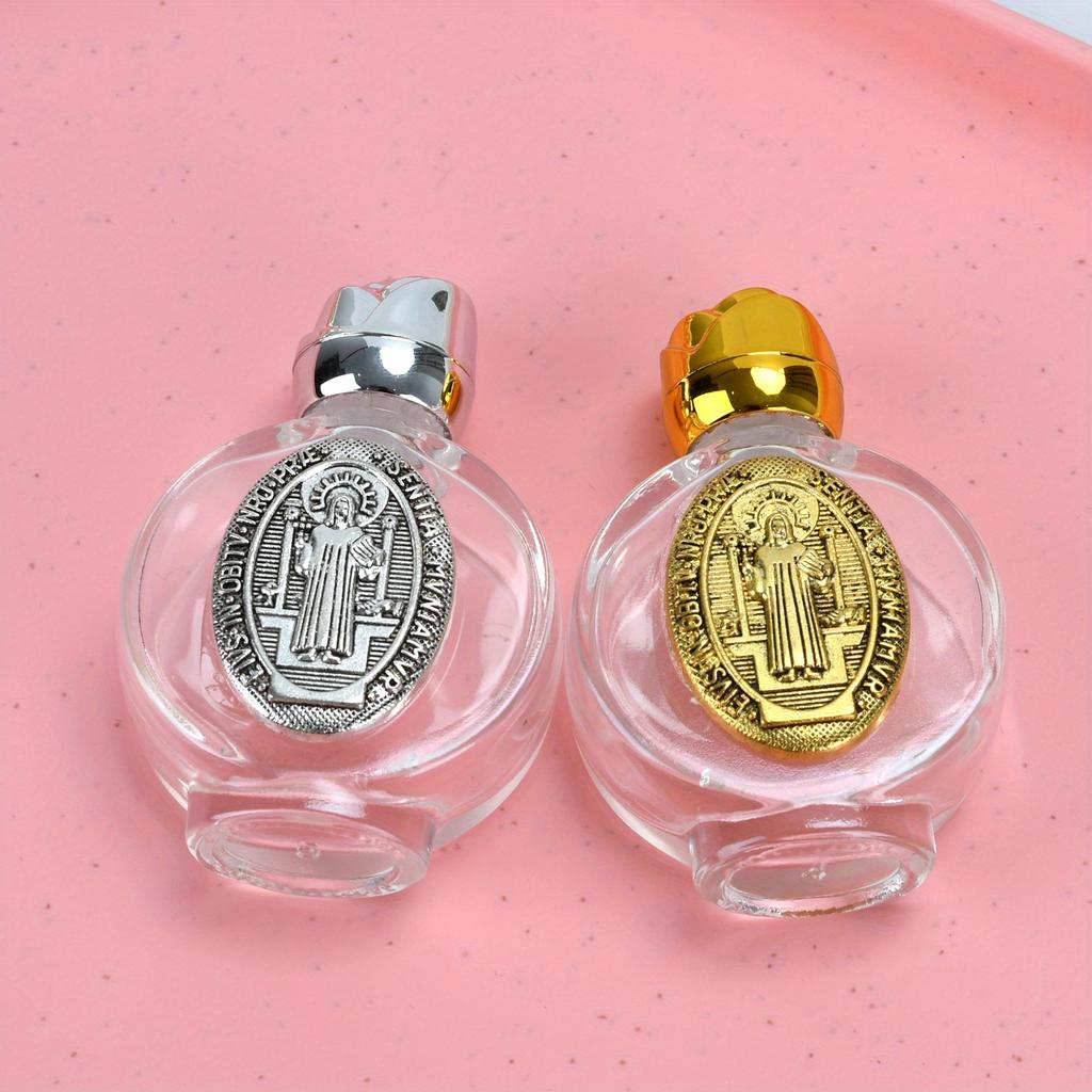 1 Stück Weihwasserflasche Heiliger Benedikt Religiöses Kreuz Flasche Christliche Jungfrau Skulptur Flasche Weihwasserflasche