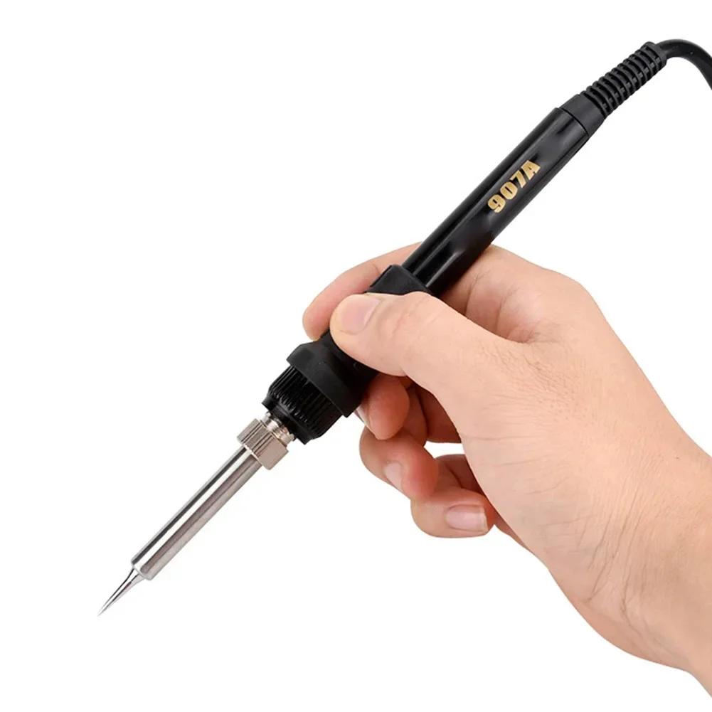 Black And Silver 907A Soldering Handle 50W Soldering Iron Ergonomic Grip Multiple Nozzle Options For 936 Stations
