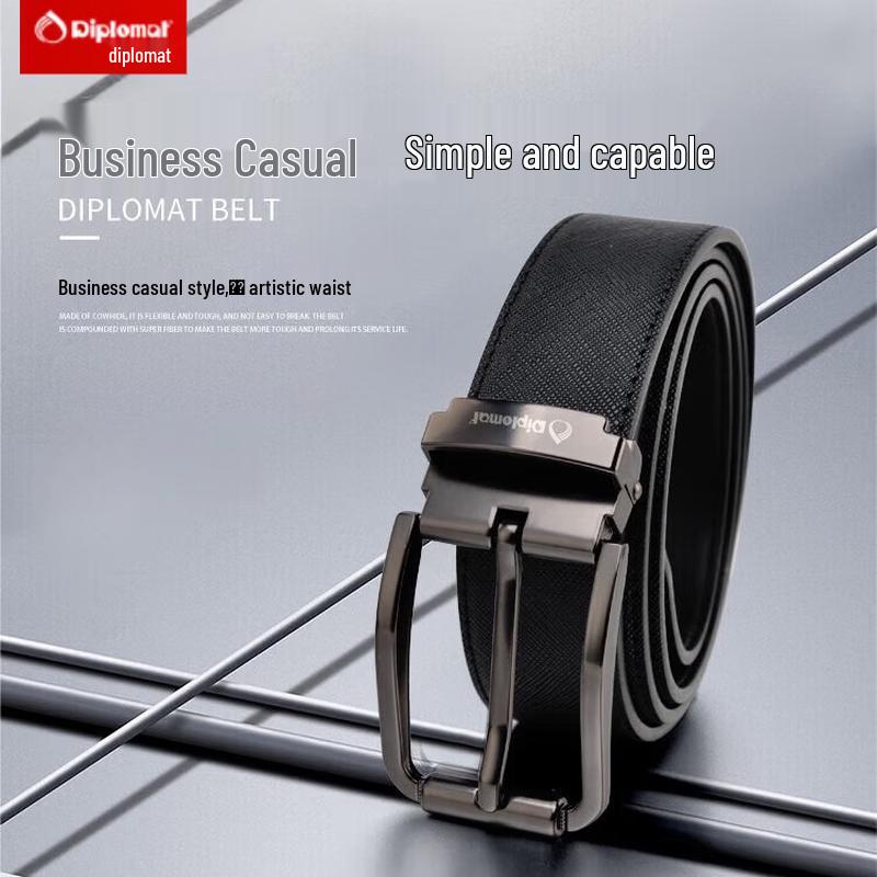 Мужской кожаный ремень Diplomat DS-15002 с бизнес-пряжкой-булавкой 125 cm