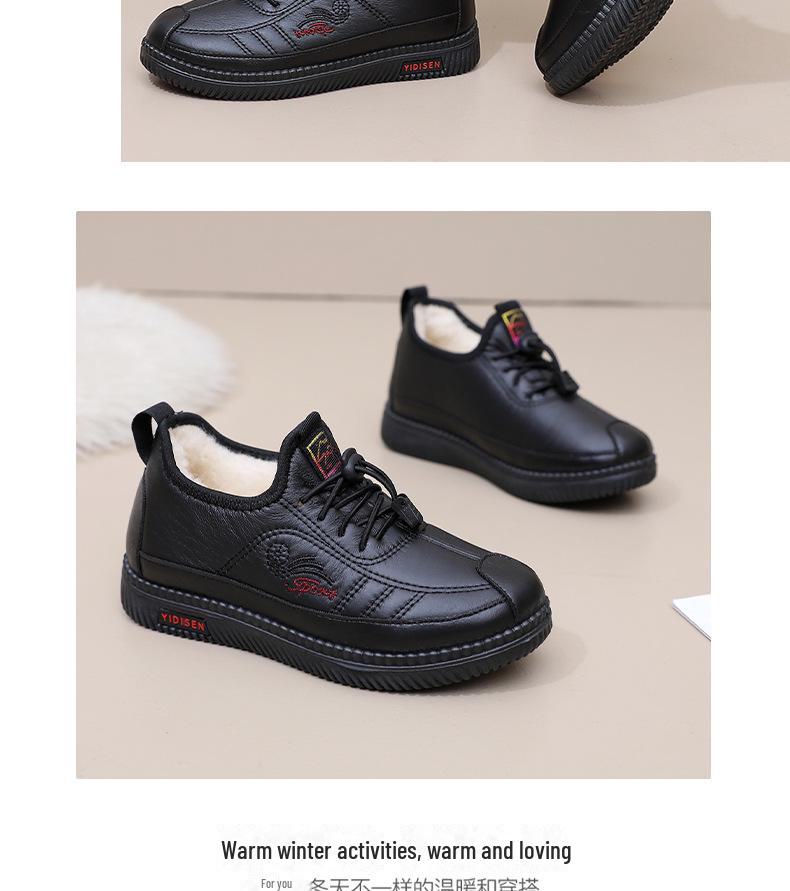 2024 Winter Women's Soft Sole Cotton Shoes - Comfortable, Warm, Plus Velvet, Flat-soled Boots for Middle-aged & Elderly