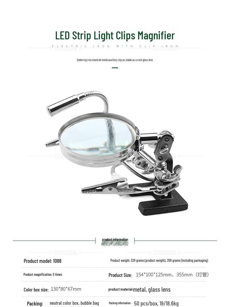 60mm Mechanical Soldering Iron Kit with LED and Magnifier