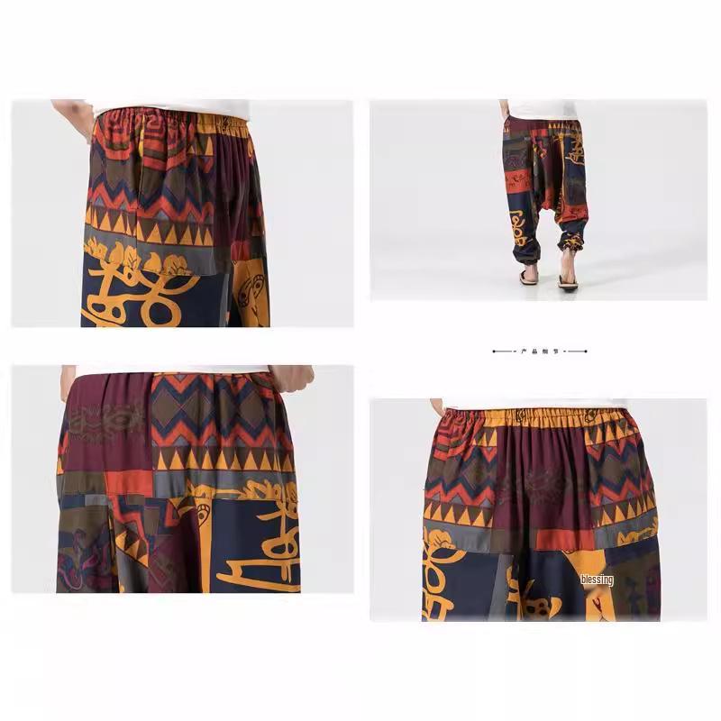 2021 Men's Loose Harem Pants, Cotton Linen, Plus Size, Wide Leg