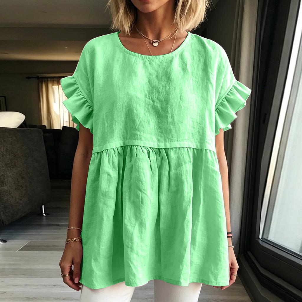 Women's Color Spring/Summer Color Round Neck Short Sleeved Women's Top T-shirt